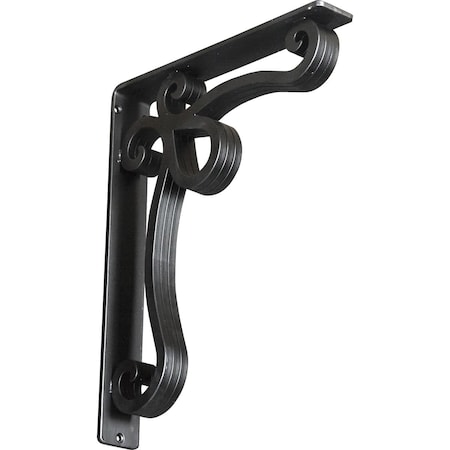 Ekena Millwork Orleans Wrought Iron Bracket, (Triple center brace), Powder Coated Black 2"W x 12"D x 15"H BKTM02X12X15TOL